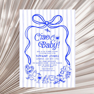 Invitation Ciao Baby Blue Citron italien Baby shower