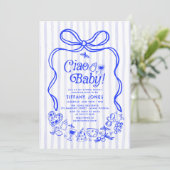 Invitation Ciao Baby Blue Citron italien Baby shower (Debout devant)