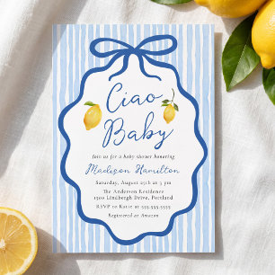Invitation Ciao Baby Blue Fête de Naissance Italienne au Citr