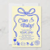 Invitation Ciao Baby Blue Jaune Citron Italien Baby shower (Devant)