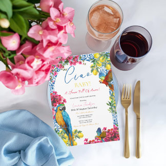 Invitation Ciao Baby Carrelage Bleu Italien Citrons Baby Show