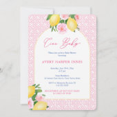 Invitation Ciao Baby Citrons rose Baby shower inspiré par l'I (Devant)