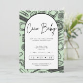 Invitation "Ciao Baby" Cuisine pour un bébé Pâtes italiennes (Debout devant)