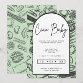 Invitation "Ciao Baby" Cuisine pour un bébé Pâtes italiennes (Devant / Derrière)