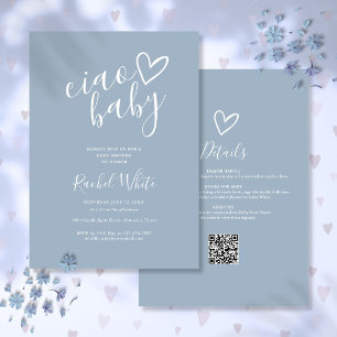 Invitation Ciao Baby Dusty Blue Tout En Un Baby Shower