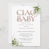 Invitation Ciao Baby Dusty Rose Baby shower photo (Devant)