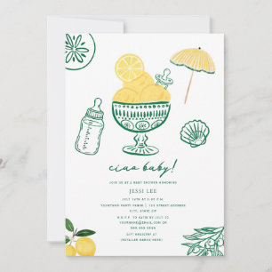 Invitation Ciao Baby Fête de Naissance Italienne au Citron Ne