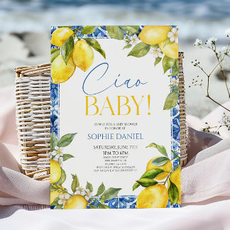 Invitation Ciao Baby ! Fleurs de citron méditerranéen pour Ba