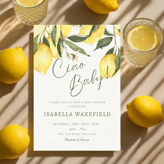 Invitation Ciao Baby Italie Baby shower Italie
