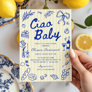 Invitation Ciao Baby Italien Bambino Baby shower à main tiré