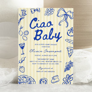Invitation Ciao Baby Italien Bambino Baby shower à main tiré