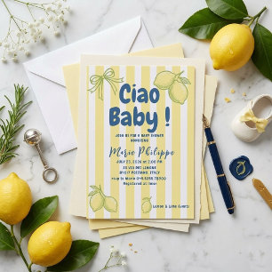Invitation Ciao Baby Italien Côte Amalfitaine Rayure Jaune Ci