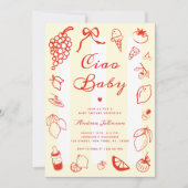 Invitation Ciao Baby Italien main tiré Baby shower citron (Devant)