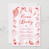 Invitation Ciao Baby Italien main tiré Baby shower citron (Devant)