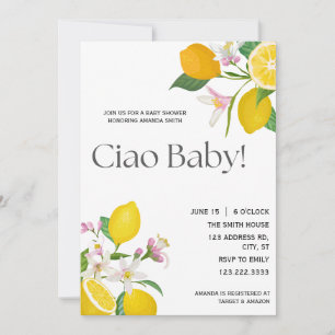 Invitation "Ciao Baby" Jolies citrons et fleurs italiens