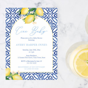 Invitation Ciao Baby Lemons Baby shower Party For Boy