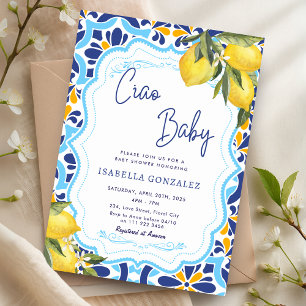 Invitation Ciao Baby Méditerranée Majolica Carreaux Douche
