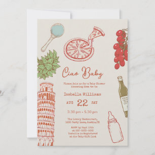 Invitation Ciao Baby Pizza Fête Italienne de Naissance