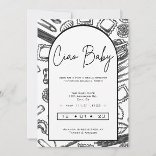 Invitation "Ciao Baby" Préparer un bébé avec des pâtes italie