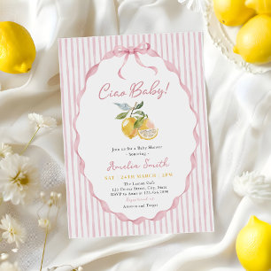 Invitation Ciao Baby Rose Lemon Shower de Bébé