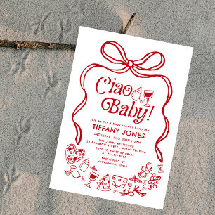 Invitation Ciao Baby Rouge Whimsical Citron italien Baby show