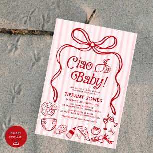 Invitation Ciao Baby Rouge Whimsical Citron italien Baby show