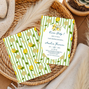 Invitation Ciao Baby Thème italien lemon vert Fille ou garçon