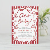 Invitation Ciao Baby Whimsical Baby shower italien (Debout devant)