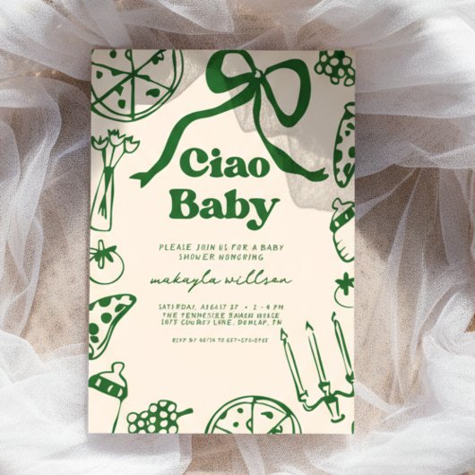 Invitation Ciao Baby Whimsical Italian Pizza Baby Shower