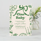 Invitation Ciao Baby Whimsical Italian Pizza Baby Shower (Debout devant)