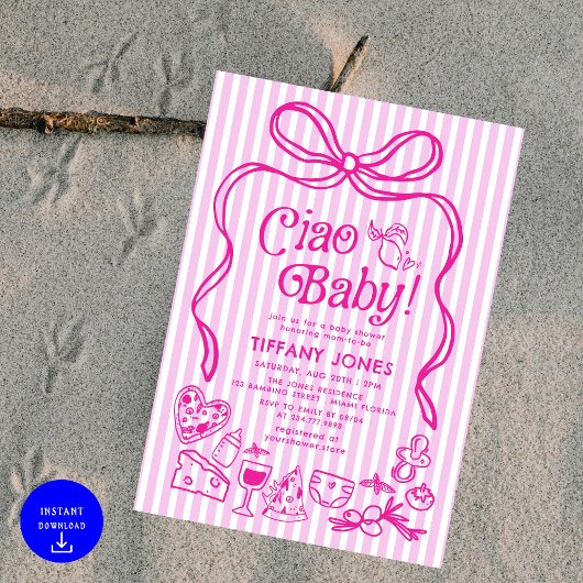Invitation Ciao Baby Whimsical Italien Lemons Baby shower