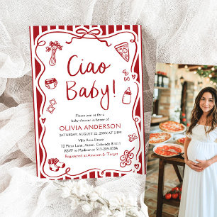 Invitation Ciao Baby Whimsical Italien Pizza Baby shower mign