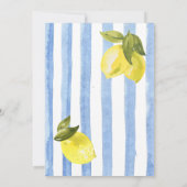 Invitation Ciao Bambino baby shower aux citrons rayés bleus (Dos)