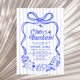 Invitation Ciao Bambino Baby shower de citron italien bleu