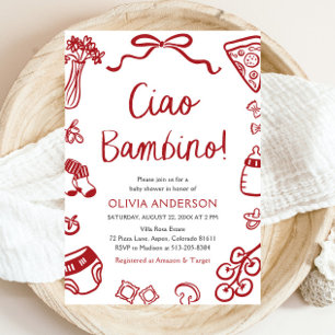 Invitation Ciao Bambino Baby shower de pizza italienne Whimsi