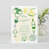 Invitation Ciao Bambino Baby shower en bande jaune (Debout devant)