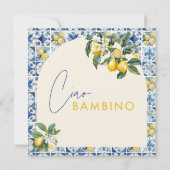 Invitation Ciao Bambino baby shower grec au citron (Dos)