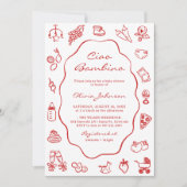 Invitation Ciao Bambino Baby shower italien illustré (Devant)