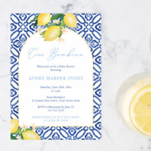Invitation Ciao Bambino Citrons Arche Garçon Baby Shower Fête