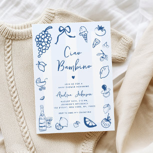 Invitation Ciao Bambino Italien amusant Baby shower main tiré