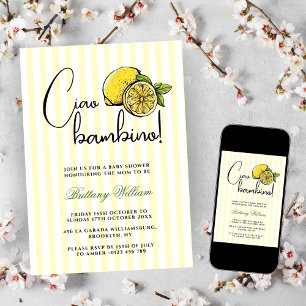 Invitation Ciao Bambino Lemon Baby shower d'été italien