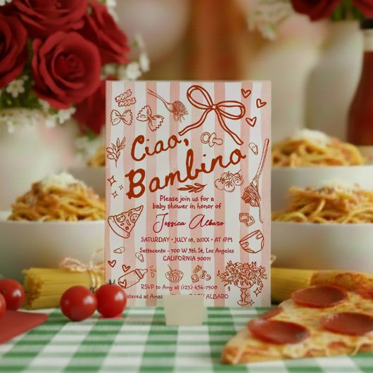 Invitation Ciao Bambino Red Baby Shower