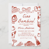 Invitation Ciao Bambino Whimsical Italian Pizza Baby Shower (Devant)