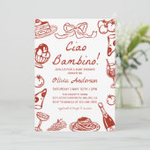 Invitation Ciao Bambino Whimsical Italian Pizza Baby Shower (Debout devant)