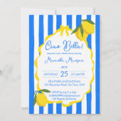 Invitation Ciao bella bleu rayures citrons nuptiale (Devant)