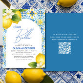 Invitation Ciao Bella Citron italien QR Code Fête des mariées