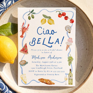 Invitation Ciao Bella Fête de Mariage d'Été Italien
