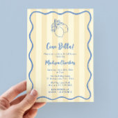 Invitation Ciao Bella Fête des mariées manuscrite jaune bleu