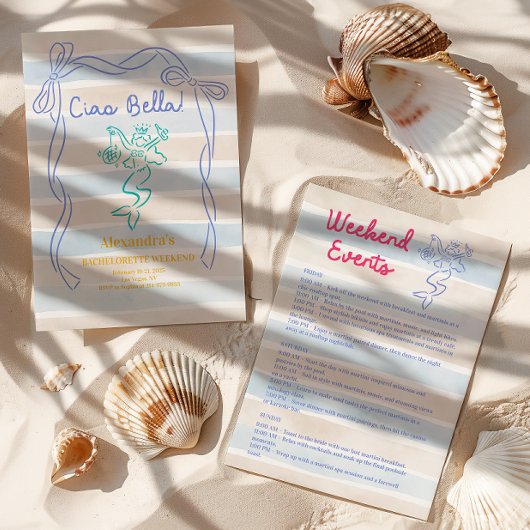 Invitation Ciao Bella Mermaid Week-End De Bachelorette À Thèm