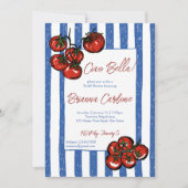 Invitation Ciao bella tomato blue Italian bridal shower (Devant)